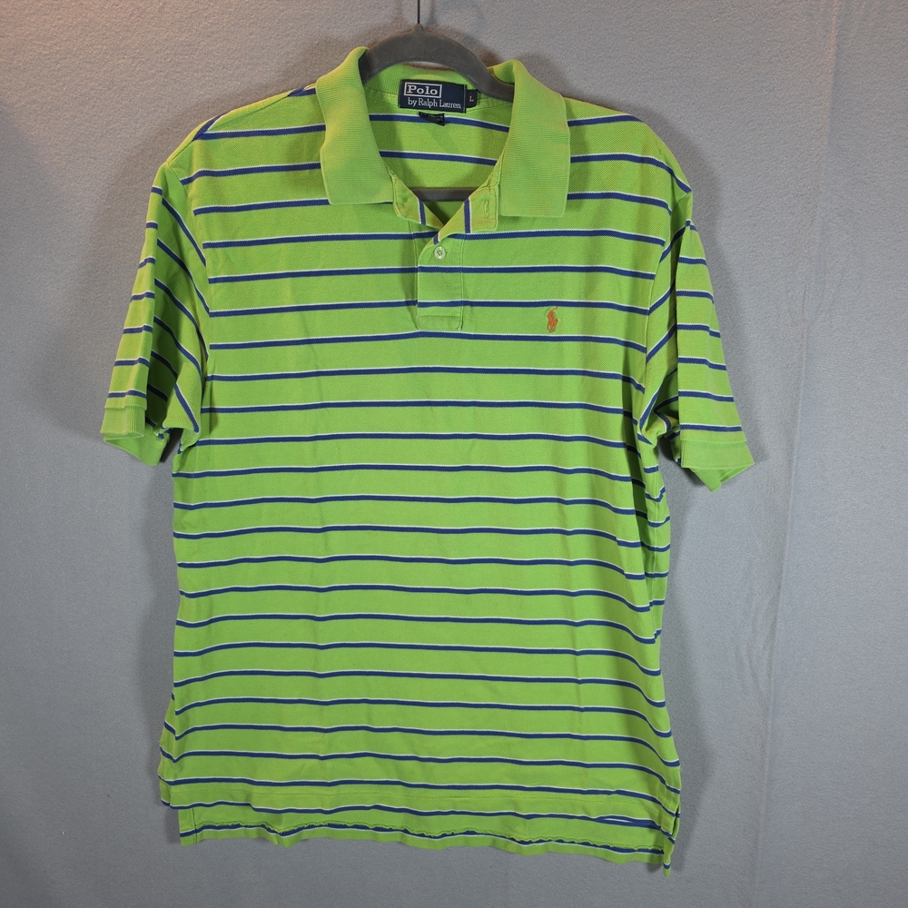 Polo by Ralph Lauren Men's Green Striped Shirt Size Large